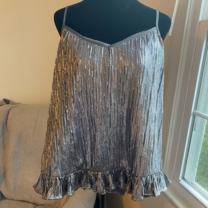 Anthropologie Silver sequined cami adjustable